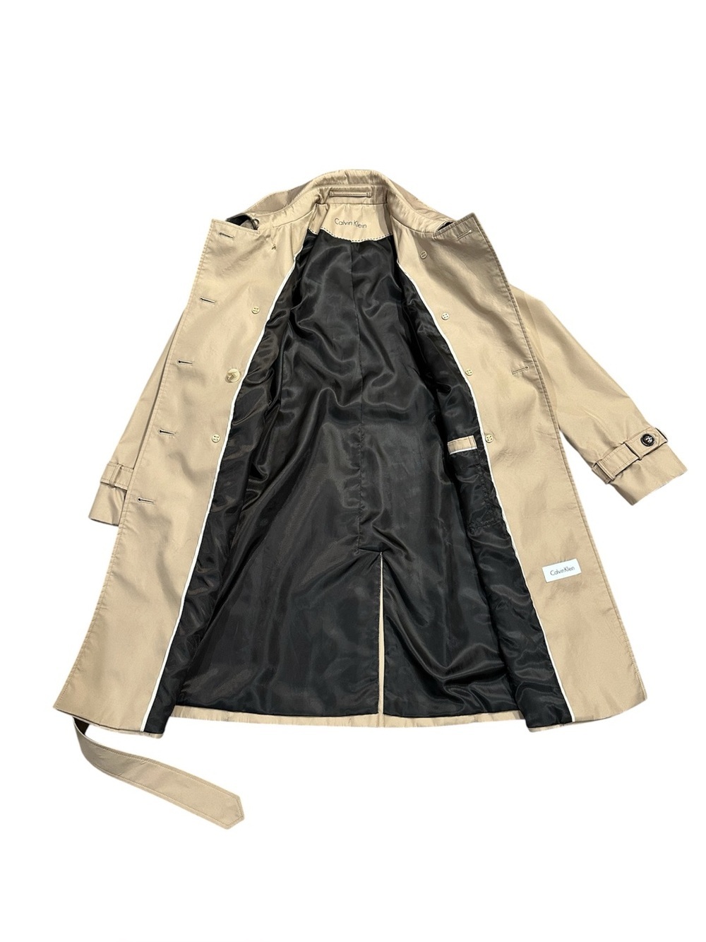 Calvin Klein Trench Coat Classic Double-Breasted Tan 90’s - Picture 8 of 12